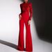 Women's Clothing autumn and winter new long sleeved belt jumpsuit flared pants casual loose party jumpsuit_ecoleips.com