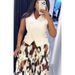 Women's Clothing Summer New Fashion V Neck Button Vest Top Printed Pleated Long Skirt Suit_ecoleips.com