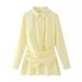 Women's New Design Sense Wrapped Tie Stripe Loose Long Sleeve Shirt_ecoleips.com