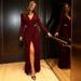 Women's Elegant Deep V Long Sleeve Red Ruched Waist Hollow Out Bodycon Maxi Dress – Evening Party Gown_ecoleips.com
