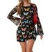 678 European And American Fashion Hot-selling Sexy Leopard Butterfly Print Round Neck Long Sleeve Dress_ecoleips.com