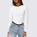 Women's Long Sleeve round Neck Slim Fit Color Block Short Pullover Top European And American Style Autumn Winter New Arrival_ecoleips.com