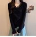 K Design Sense Lace Patchwork V-neck Long Sleeved T-shirt For Women's New Irregular Cross Base Shirt_ecoleips.com