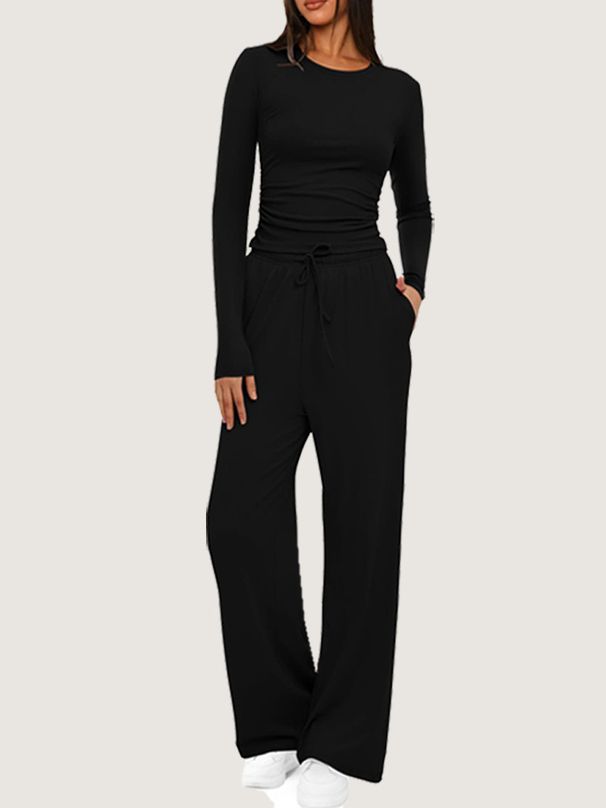 2025 European American Cross-border Spring And Autumn Asymmetrical Design Casual Suit For Women, Long-sleeved Wide-leg_ecoleips.com