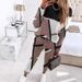 Women's Autumn Winter Fashion Color Block Print Long Sleeve Casual Suit New_ecoleips.com