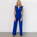 Women's Clothing Sexy V Neck Backless Wood Ear Edge Lace Up Jumpsuit Casual Long Comfortable Slim Women's Clothing_ecoleips.com