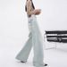 KENH Light Blue Loose Straight Wide-leg Jeans, New Women's Design With Embroidery, Floor-length Pants_ecoleips.com