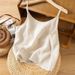 Summr Nw Styl Artistic Cotton-linn Camisol Womn's Loos-fitting Solid Color Simpl Slvlss Bas Top In Plus_ecoleips.com