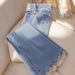Women's Clothing Blue Denim Wide Leg Pants Thickened High Waist Slim Straight Casual Long Pants_ecoleips.com