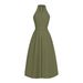 Women's Sleeveless Summer Dress A-Line Skirt Round Waist Belt Slimming Design Fashionable Casual Outdoor Wear New Style_ecoleips.com