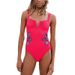 Women's Clothing Fashion Pure Color Sexy V Neck Hollow Design One Piece Women's Swimsuit_ecoleips.com