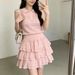 Summer New Elegant Luxury Women's Knitwear Set Hollow out Top with Cake Skirt Sleeveless Lapel Collar 2026_ecoleips.com