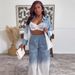 Elegant Contrast Color Long Sleeve Blouse & High-Waist Pants Set – African-Inspired Office Casual Outfit For Women_ecoleips.com