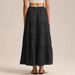 K Half Length Skirt With High Waist, Elastic Tie, Large Swing Skirt, Loose Splicing, Long Skirt For Women_ecoleips.com
