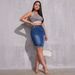Women's Clothing New Casual Fashion Elastic High Waist Slimming Slit Hip Covering Denim Skirt_ecoleips.com