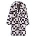 Faux Fox Fur Checkered Long Trench Coat With Polo Collar - Oversized Winter Coat For Women, Streetwear Fashion Outerwear_ecoleips.com