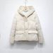 Women's Solid Color Hooded Women's Down Jacket Thickened Short Large Pocket Bread Jacket_ecoleips.com