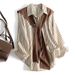Women's Clothing design striped printed shirt for women ~ casual knitted shawl two piece tops that make you look thin and young_ecoleips.com
