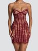 Elegant Short Dress for Women Sexy Hot Girl Lace Striped Strapless Top with Exposed Back And Hips European And American Cross Border Fashion 2026_ecoleips.com