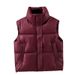 Aria Basics 2025 New PU Down Cotton Vest Korean Style Loose Fit Short Slimming Jacket Petite People With Stand Collar For Autumn And_ecoleips.com