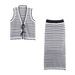 Wholesale For Foreign Trade: European And American 2025 Summer New Holiday Style Versatile Simple Striped Knitted Skirt_ecoleips.com