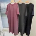 Loose Casual Solid Color Comfortable Dress Loose Large Size Short Sleeved Shirt Dress Summer Home Long Dresses_ecoleips.com