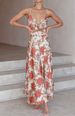 Aria Basics Aria Basics European And American Clothing Satin Strap Printed Women's Bowknot Beach Backless Dress_ecoleips.com