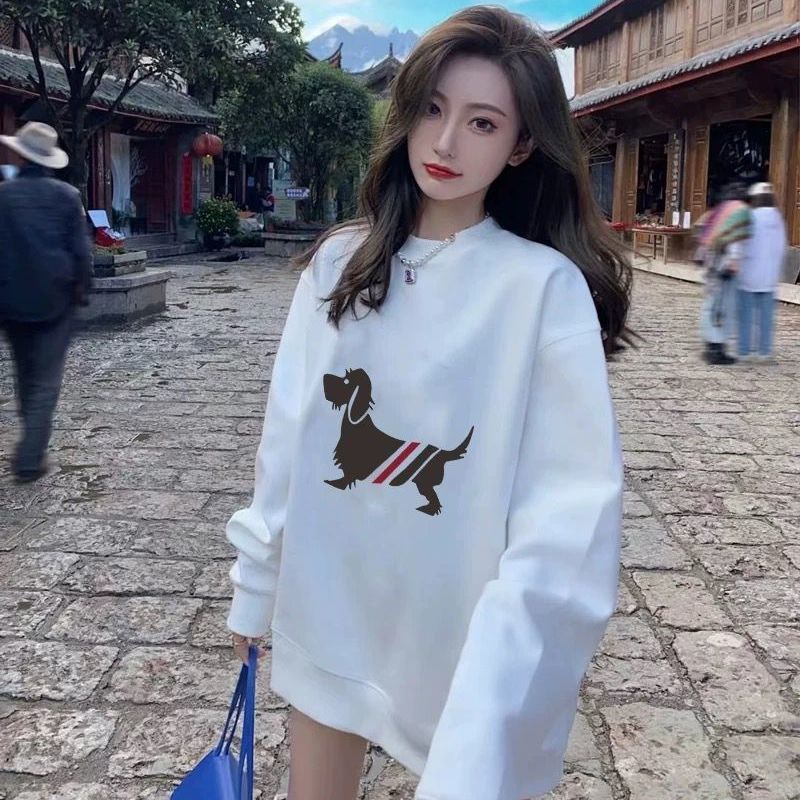Round-neck American Retro Printed Sweatshirt For Women, Spring And Autumn Thin Jacket, 2024 New Popular Loose Casual Top_ecoleips.com