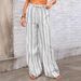 Women's Loose Fit Stripe Print Chiffon Trousers, Mid-Rise Wide Leg Palazzo Pants With Pockets, Flowy Casual Elegant Pants For Daily Wear_ecoleips.com