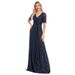 Women's Clothing Sexy Long Dress Short Sleeve V Neck Sequins Slim Fishtail Bridesmaid Banquet Evening Dress_ecoleips.com