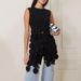 Women's Clothing Spring New Style Fashion Round Neck Sleeveless Round Piece Splicing Design Tassel High End Solid Color Top Back_ecoleips.com