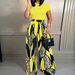 New European And American Cross-border Women's Fashion Casual Wide-leg Printed Pants + Summer Short-sleeve T-shirt Set_ecoleips.com