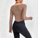 Voya Women's 2026 Autumn And Winter Slim Fit Knitted Long Sleeved Shirt With Exposed Stitching Hanging Neck T-shirt Fashion Top_ecoleips.com