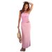 Summer Women's Ruffle Sleeveless Top & Maxi Skirt Set – Stretchy Polyester Blend, Breathable Mesh Panels (Slim Fit, Streetwear To Resort Wear)_ecoleips.com
