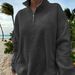 Women’s Half-Zip Fleece Sweatshirt – Oversized Pullover (Greyish/Dark Gray/Black/Apricot, XS-XXL)_ecoleips.com