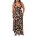 Women's Plus Size Animal Print Slip Dress - Deep V-Neck Slimming Bodycon Maxi Dress For Summer_ecoleips.com