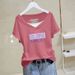 Women's Floral Lace Print V-Neck Short Sleeve T-Shirt 100% Cotton Loose Fit Casual Breathable Top_ecoleips.com