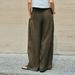 Women's 100% Linen Wide Leg Pants High Waisted Trousers With Flowy Drape, Relaxed Fit Straight Leg For Women, Casual Boho Palazzo Pants_ecoleips.com