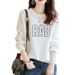 Women's Korean Style Pullover Sweatshirt Fleece Lined Thickened Long Sleeve Pure Cotton Relaxed Fit Autumn Winter Top_ecoleips.com
