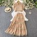 Women's Clothing French Retro Court Style Two Piece Loose Fitting French Vintage Lace Two-Piece Set – Elegant Crochet Top & High-Waisted Skirt_ecoleips.com