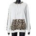 Women's Leopard Print Patchwork Sweatshirt Loose Hooded Jacket Mid-Length Street Style Spring Autumn Top_ecoleips.com