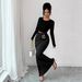 Elegant Solid Color Midi Skirt Bodycon Fishtail Style with Sexy Metallic Accessories New Summer Style for Women_ecoleips.com