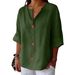 Women's Clothing Women's Loose Fitting Button Top Long Sleeve Cotton Linen Blend Split Casual Fashion T-Shirt For Autumn Winter_ecoleips.com
