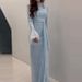 Fashion Lace High Waisted Prom Dress Female Casual Stand Collar Flared Sleeve Princess Dress Sexy Slim Fit Pleated Long Dresses_ecoleips.com