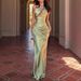 Women's Satin One Shoulder Hollow Out Sleeveless Maxi Dress – Elegant Party Evening Gown 2026_ecoleips.com
