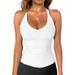 2026 European And American Cross-border Women's Ribbed Tank Top, Summer Basic Style, Sexy Slim-fit Camisole With V-neck_ecoleips.com