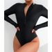 2026 New European And American Printed Long-Sleeve One-Piece Swimsuit For Women, Zippered, Conservative, Tummy-Covering_ecoleips.com