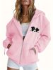 Women's Cute Puppy Zip Up Hoodie Girly Sweatshirt With Pocket Jacket Coat Print Casual Long Sleeve Top_ecoleips.com