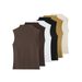 Women's Summer Casual Slim Fit High Neck Sleeveless Top Cotton Modal New_ecoleips.com