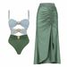 2025 European and American foreign trade new bikini skirt swimsuit solid color splicing one piece swimsuit female_ecoleips.com